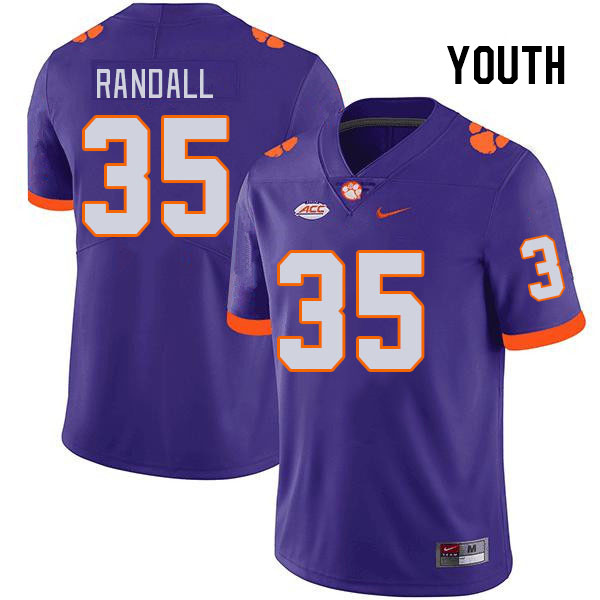 Youth #35 Austin Randall Clemson Tigers College Football Jerseys Stitched Sale-Purple - Click Image to Close